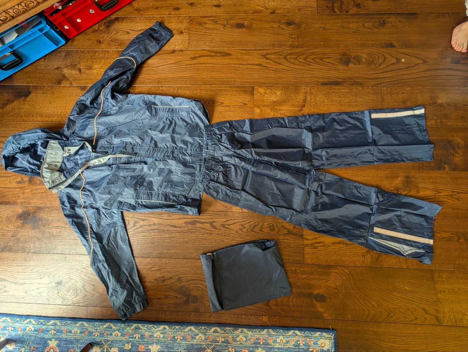Blauw regenpak met reflecterende strepen maat M, Ophalen of Verzenden, Nieuw, Regenpak, Heren