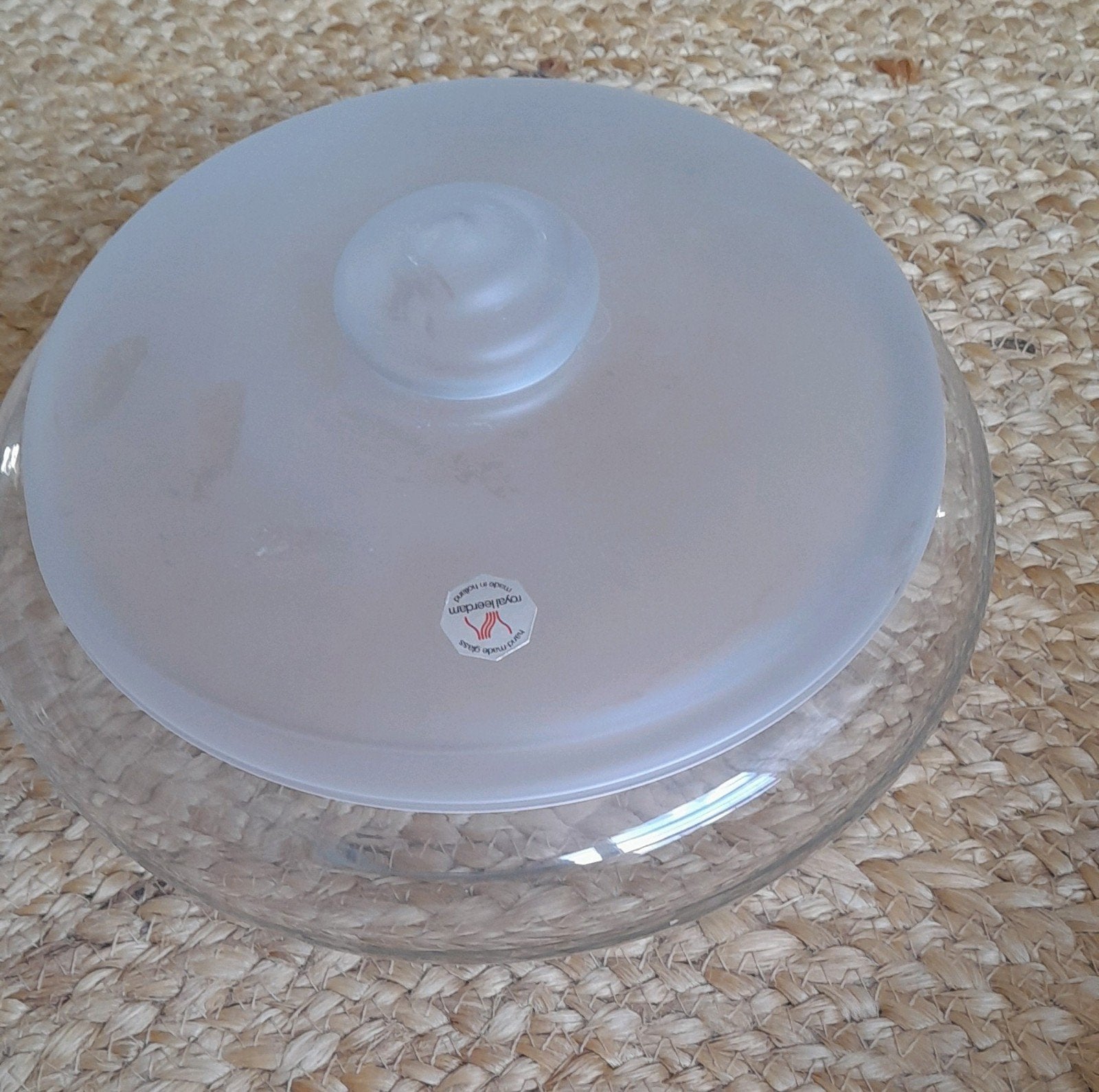 Glazen schaal /koekdoos Royal Leerdam , vintage, Antiek en Kunst, Antiek | Glas en Kristal, Ophalen of Verzenden