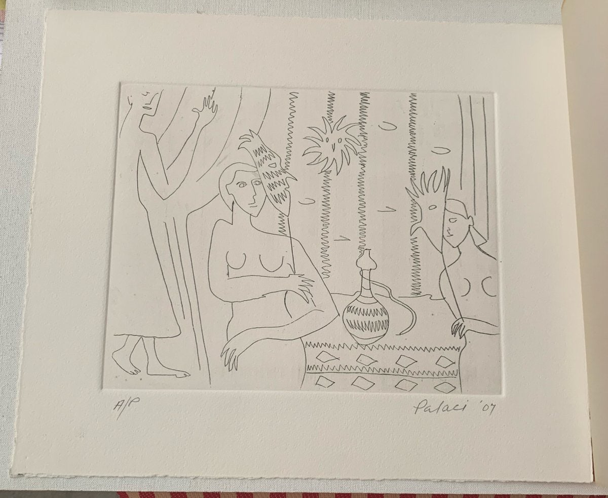 Picasso stijl ets gesigneerd, Antiek en Kunst, Kunst | Etsen en Gravures, Ophalen of Verzenden