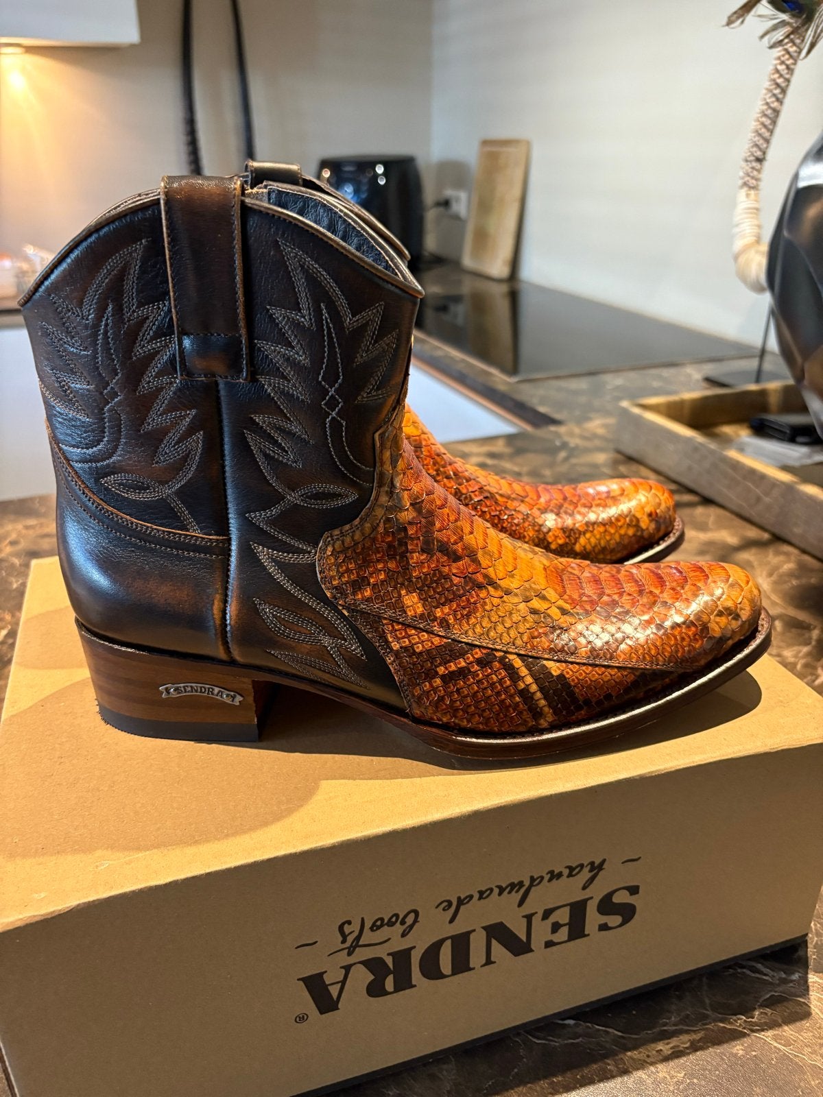 Sendra Cowboylaarzen - Slangenleer en Bruin Leer, Kleding | Heren, Ophalen of Verzenden, Zo goed als nieuw, Bruin, Boots