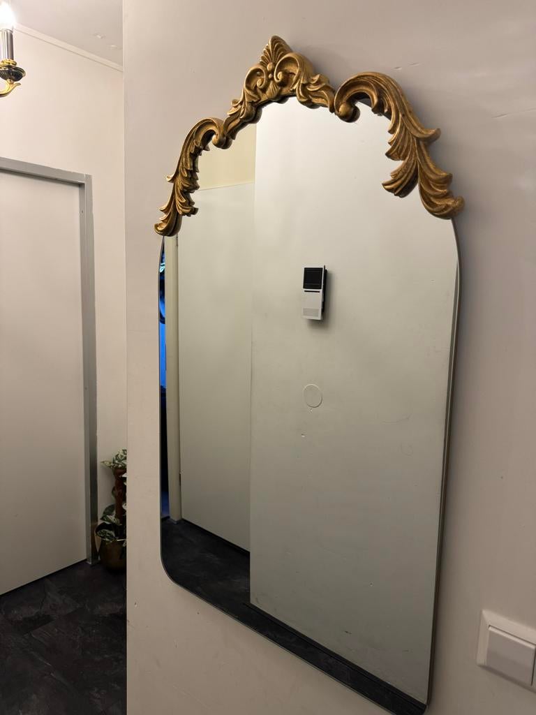 HEAVY gold baroque mirror, Ophalen, Gebruikt, 100 tot 150 cm, Overige vormen