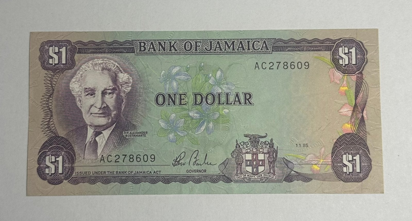 Jamaica 1 Dollar UNC - 1985, Ophalen of Verzenden, Midden-Amerika, Los biljet
