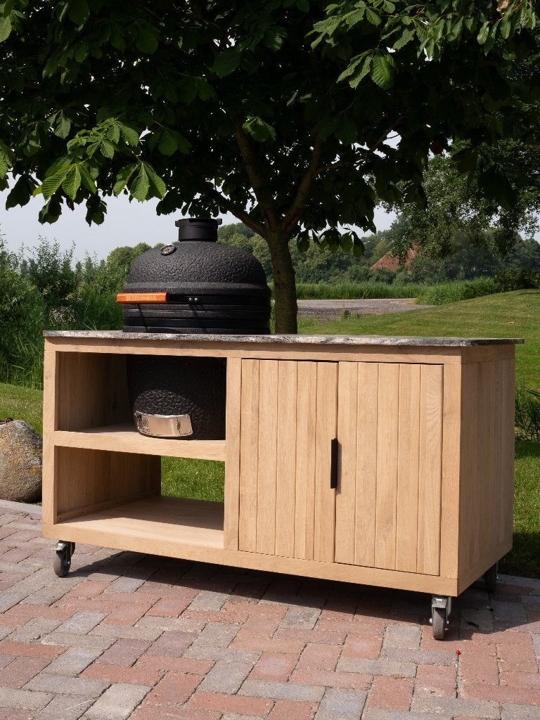 Zomeraanbieding! - Massief Eiken Buitenkeuken - Kamado BBQ, Tuin en Terras, Buitenkeukens, Houtskool, Nieuw, Ophalen of Verzenden