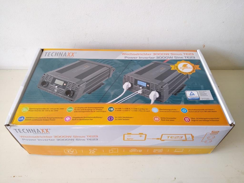 3000W omvormer van 12V Accu naar 230V merk Technaxx TE23, Ophalen of Verzenden, Nieuw
