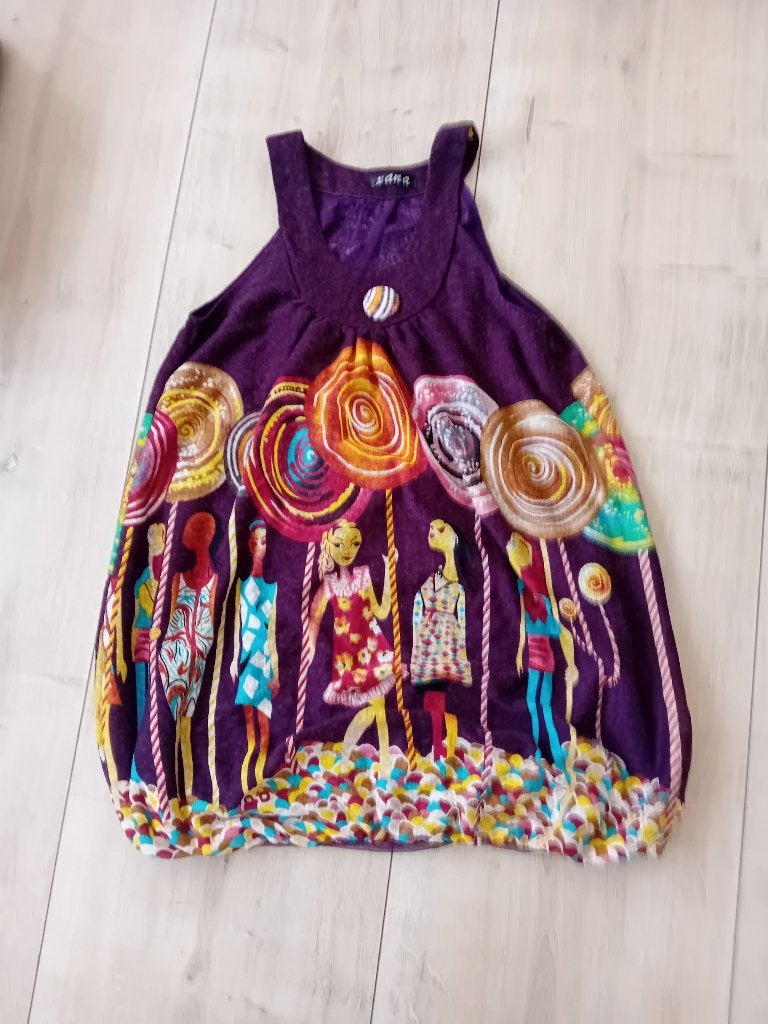 Ballon tuniek dames met ballon one size / vintage, Ophalen of Verzenden, Zo goed als nieuw, Maat 38/40 (M), Paars