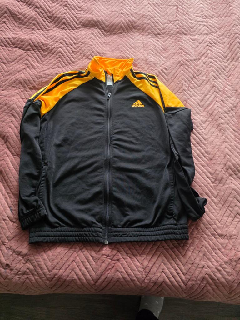 Adidas trainingsjack zwart/geel maat 164, Adidas, Zwart, Ophalen of Verzenden, Maat 34 (XS) of kleiner