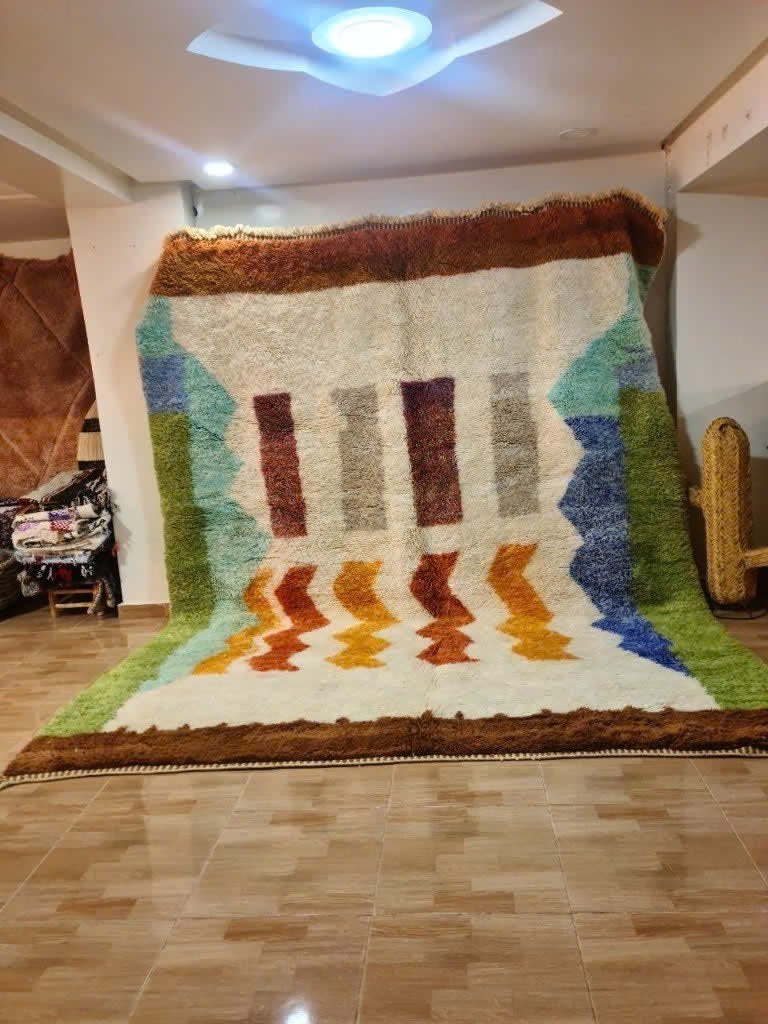 Crème roestbruin Beni Ouarain kleed – 200x300 cm, MarocCarpets, Verzenden, <redacted>, Blauw