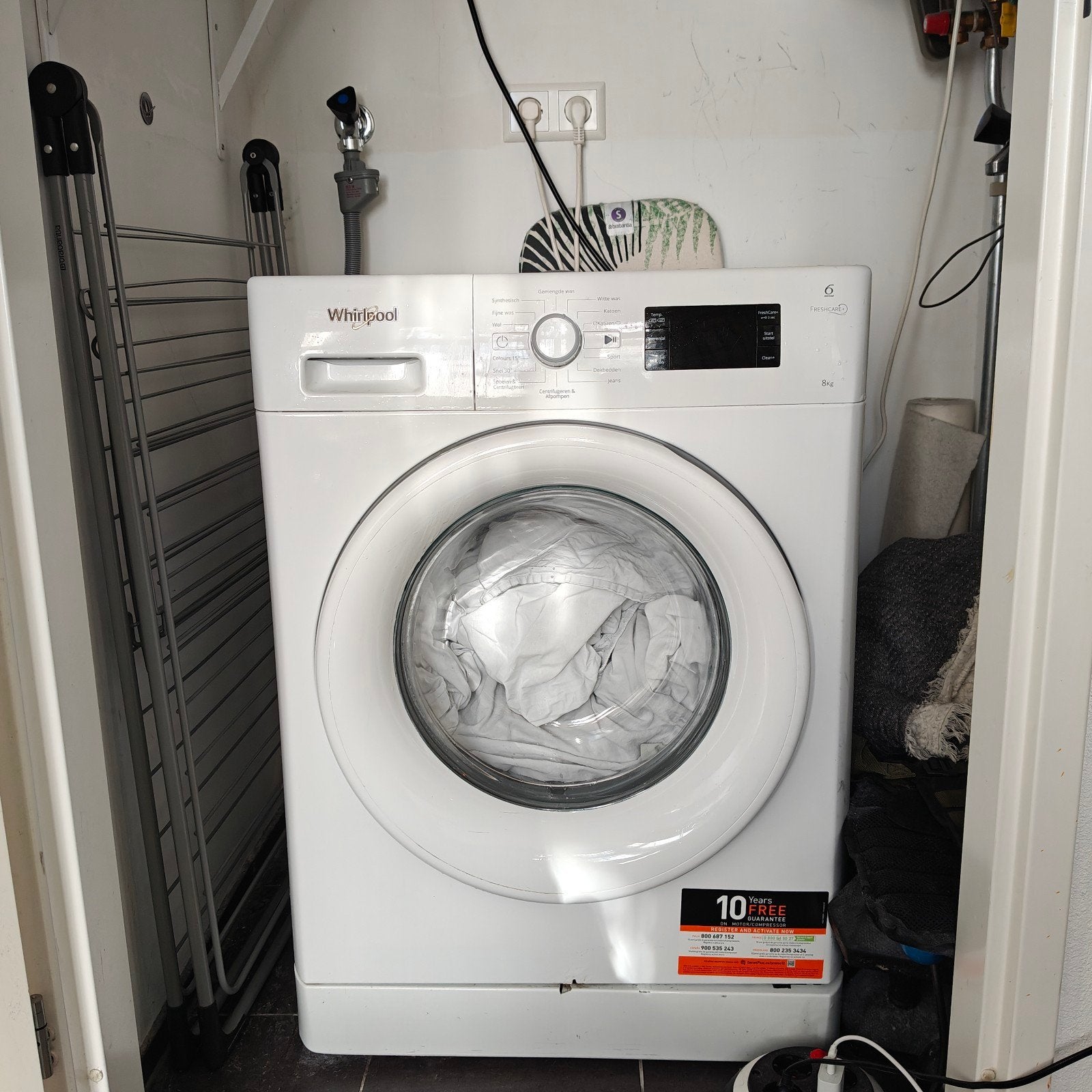 Wasmachine WHIRLPOOL 8 kg (FWG81484WE NL), Witgoed en Apparatuur, Ophalen, Gebruikt, 1200 tot 1600 toeren, 85 tot 90 cm