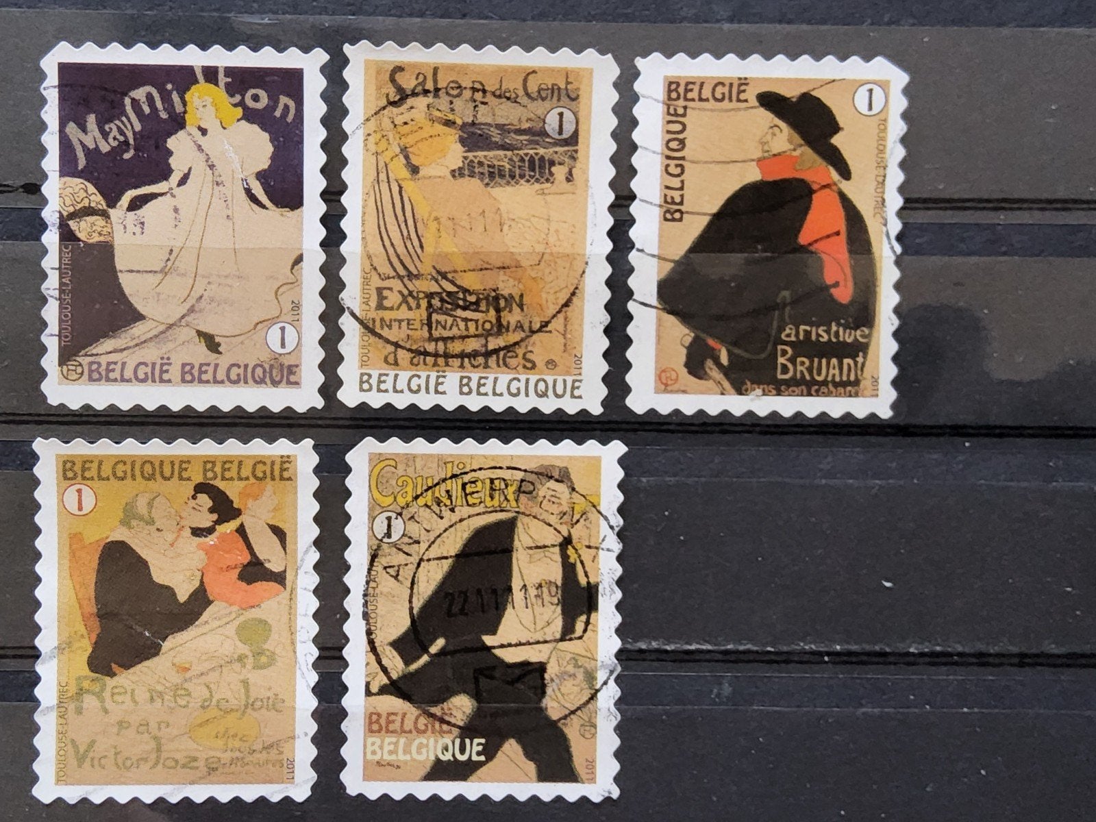 Belgische postzegels - Kunstthema (Toulouse-Lautrec), Met stempel, Verzenden, Gestempeld, Gestempeld
