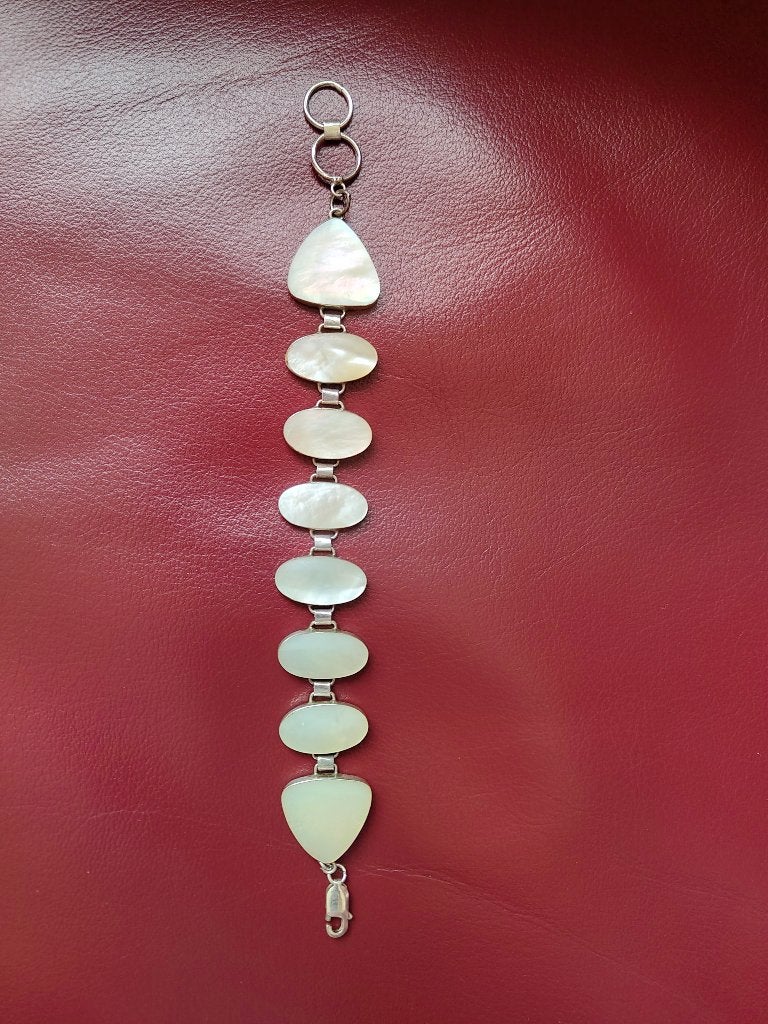 armband met parelmoer, Sieraden, Tassen en Uiterlijk, Armbanden, Ophalen of Verzenden, Zo goed als nieuw, Zilver, Zilver