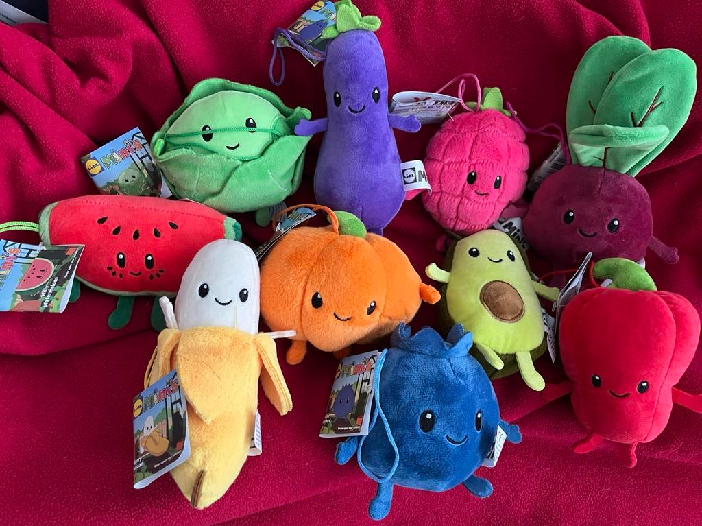 Lidl mini’s knuffels 9 set groente&fruit nieuw, Ophalen of Verzenden, Zo goed als nieuw, Overige typen
