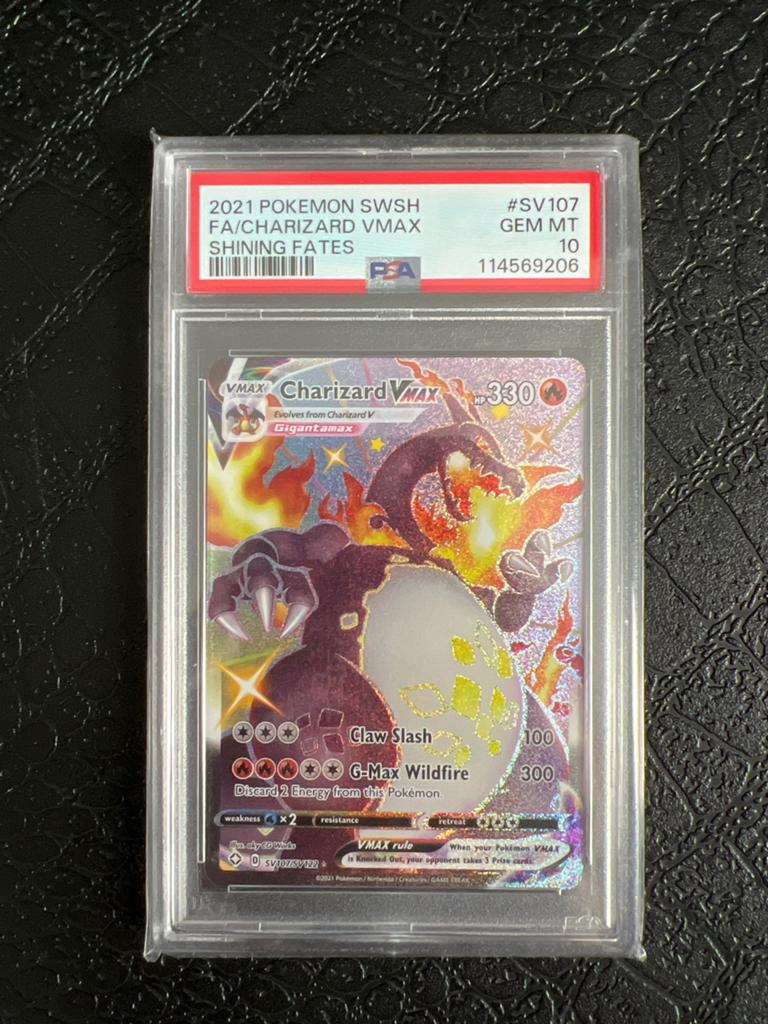 Charizard VMAX PSA 10 - Shining Fates SV107/SV122, Hobby en Vrije tijd, Verzamelkaartspellen | Pokémon, Ophalen of Verzenden, Nieuw