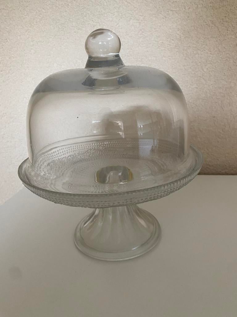Glazen cakestandaard met stolp, Ophalen of Verzenden, Zo goed als nieuw
