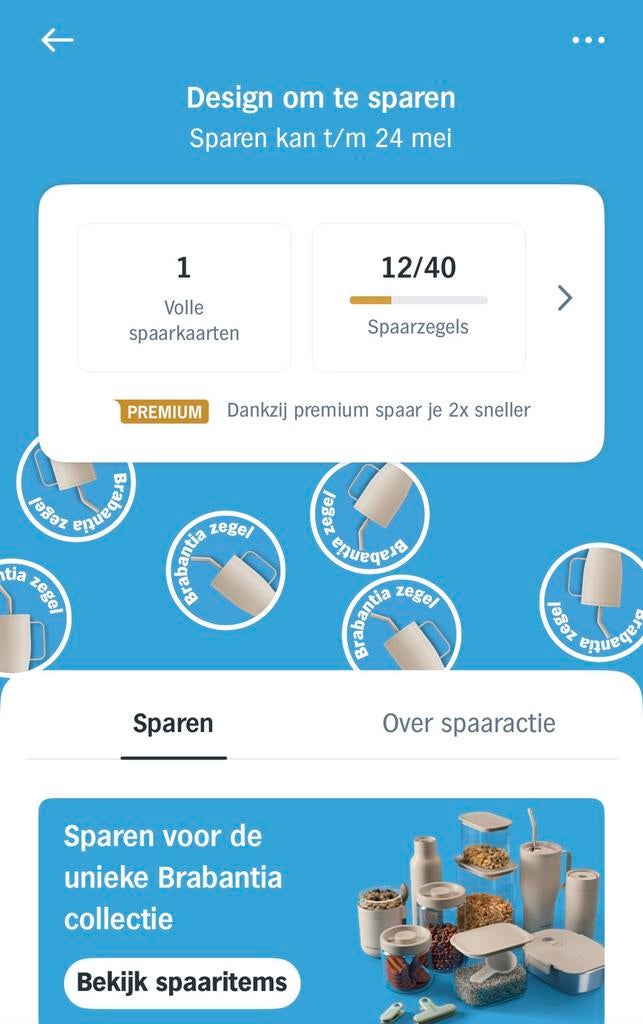 Albert heijn brabantia spaarzegels 1 volle spaarkaart, Hobby en Vrije tijd, Ophalen, Winkel, Super of Benzinepomp, Volle spaarkaart