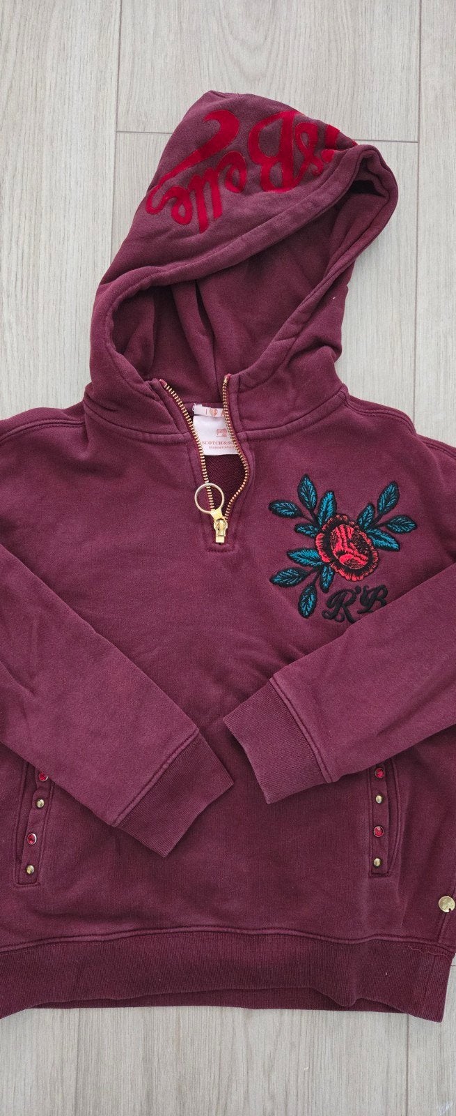 Scotch & Soda hoodie maat 140-146 bordeaux met bloem en rits, Ophalen of Verzenden, Gebruikt, Scotch & Soda, Meisje