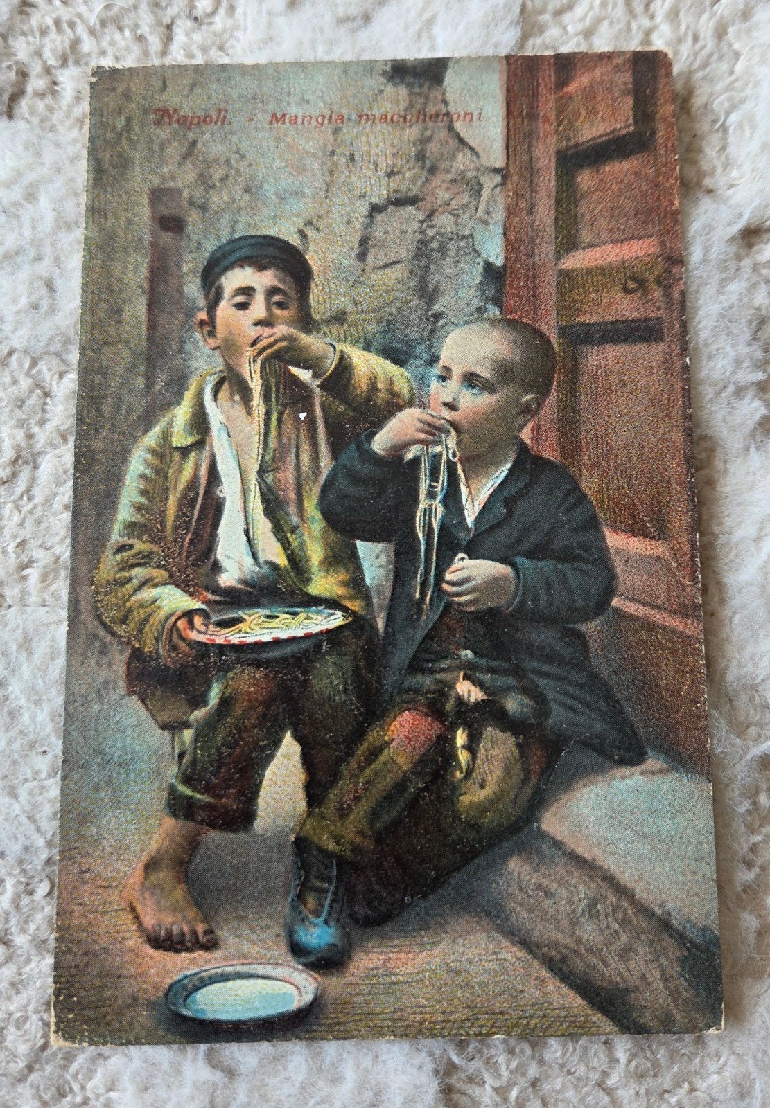 Oude ansichtkaart Napels - Mangia-maccheroni, Verzenden, Voor 1920, Ongelopen, Kinderen