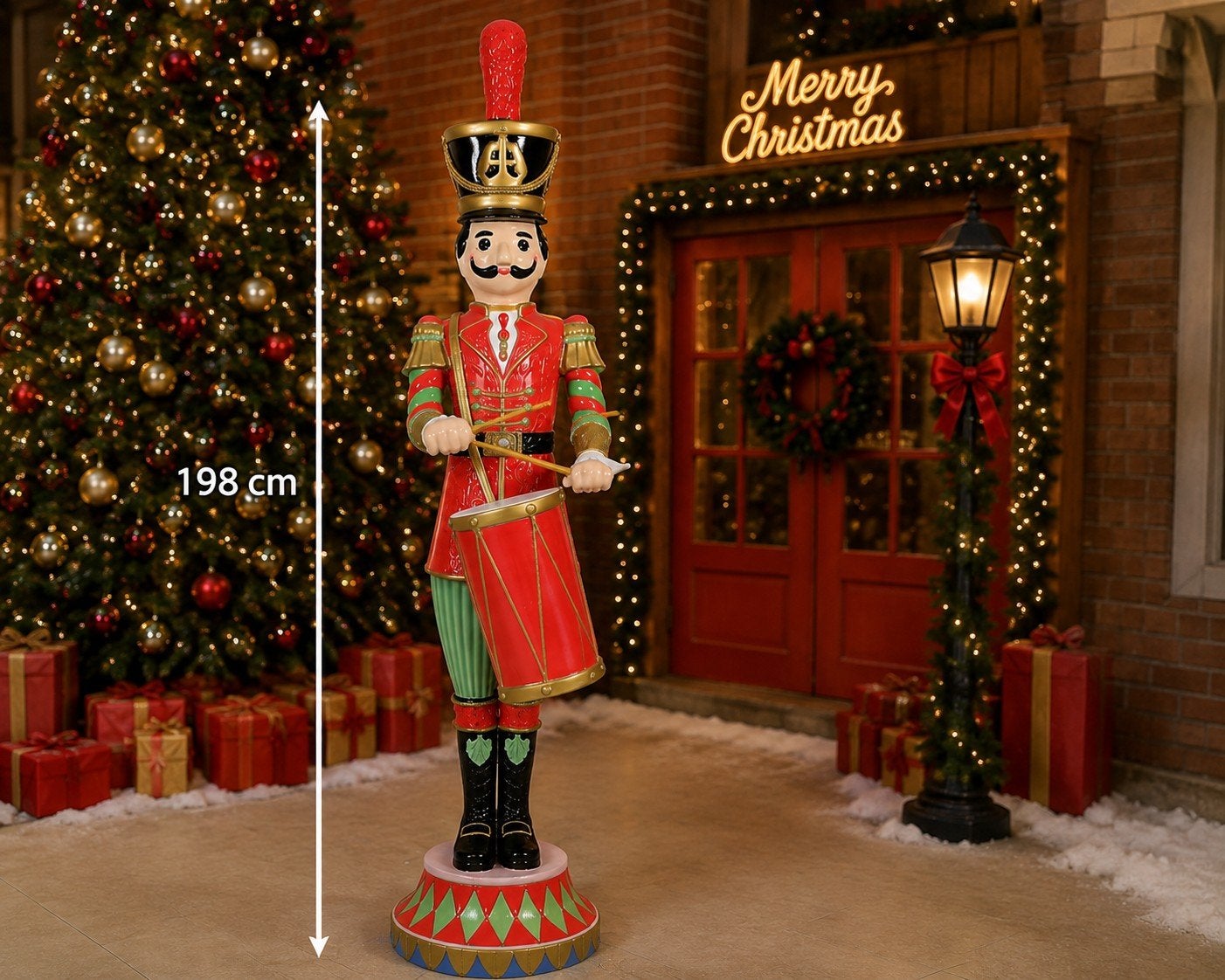 XXL notenkraker met trommel 198 cm – kerstdecoratie, Diversen, Kerst, Ophalen, Nieuw
