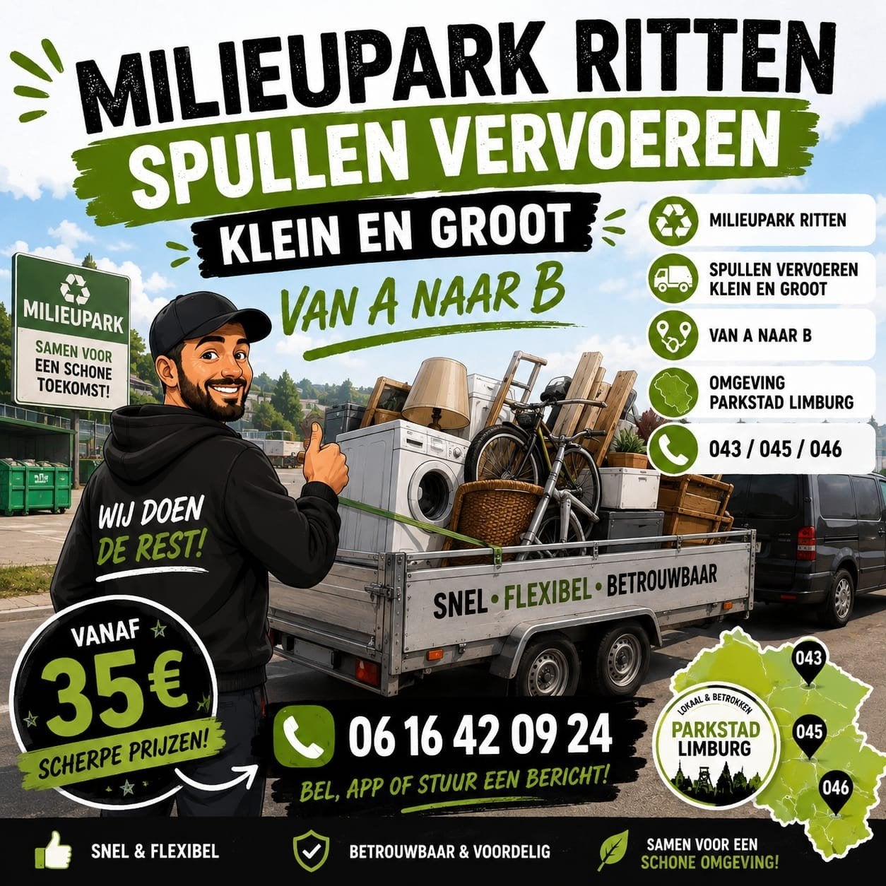 milieuparkritten/spullen vervoeren ,kijk beschrijving, Ophalen
