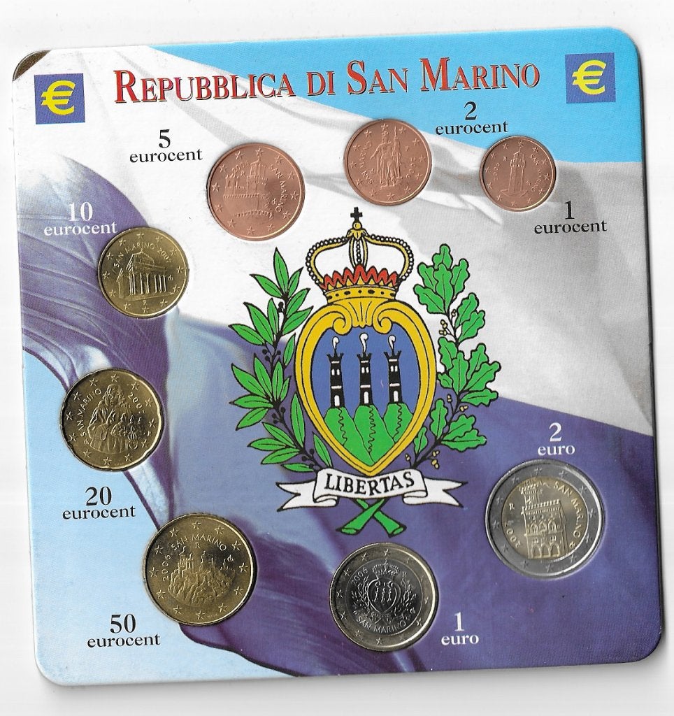 San Marino complete euromuntset mixjaren unc, Ophalen of Verzenden, San Marino, Overige waardes, Setje