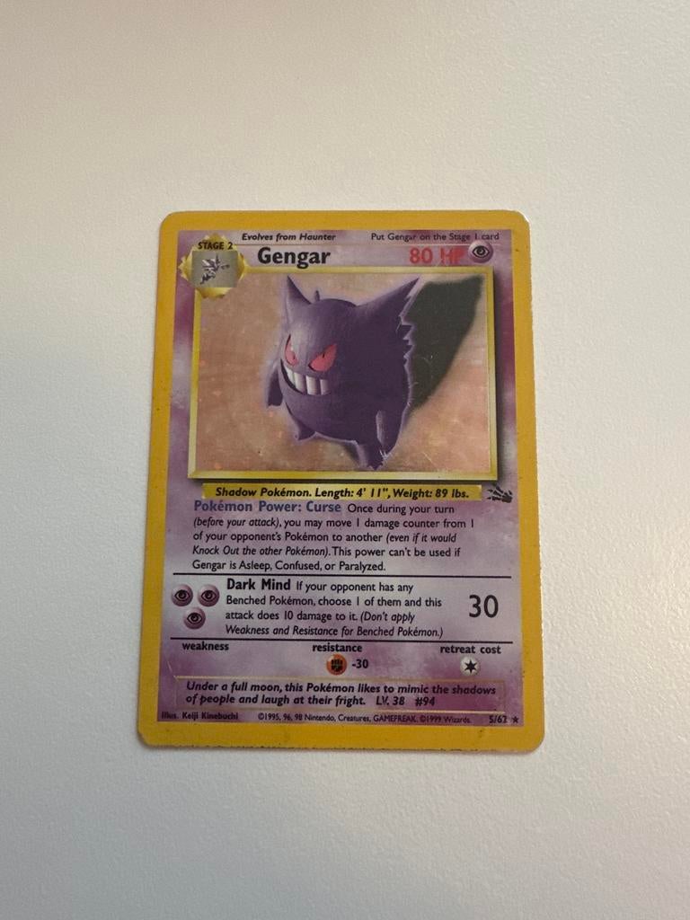 Gengar Holofoil kaart uit de Fossil set van 1999, Ophalen, Gebruikt, Losse kaart