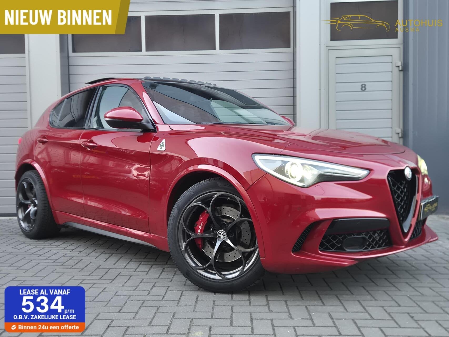 Alfa Romeo Stelvio 2.9 V6 AWD Quadrifoglio 560PK/Pano/Harman, Automaat, Gebruikt, 510 pk, Met garantie (alle)
