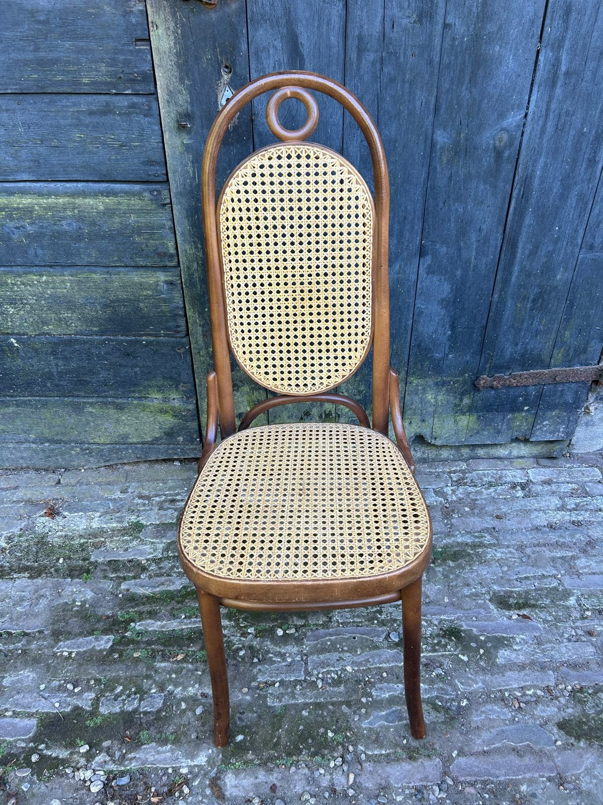 Vintage Thonet stoel met rotan zitting, Ophalen of Verzenden