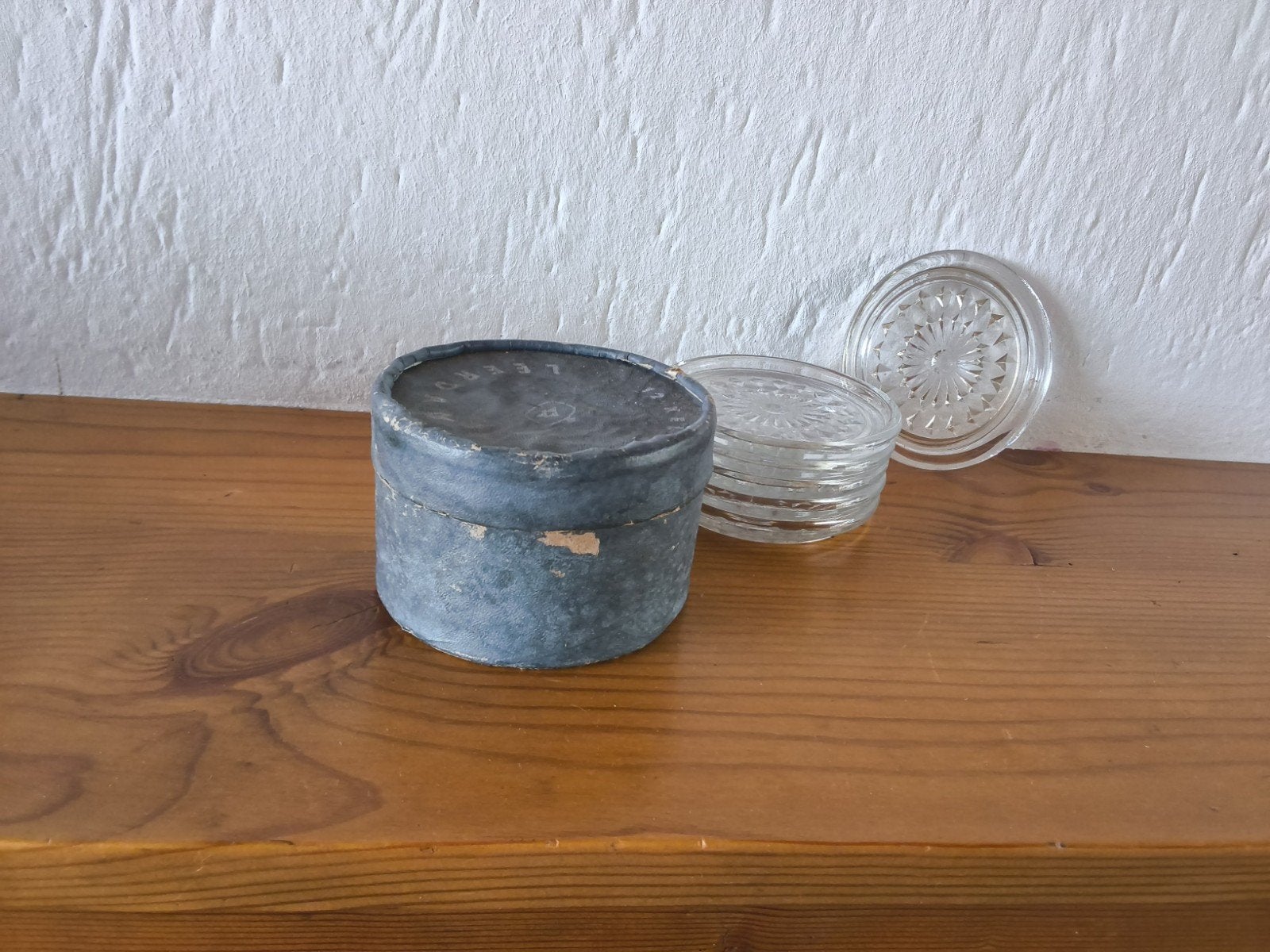 Vintage 6 Glazen Onderzetters met Houder - Leerdam, Huis en Inrichting, Ophalen of Verzenden, Met houder
