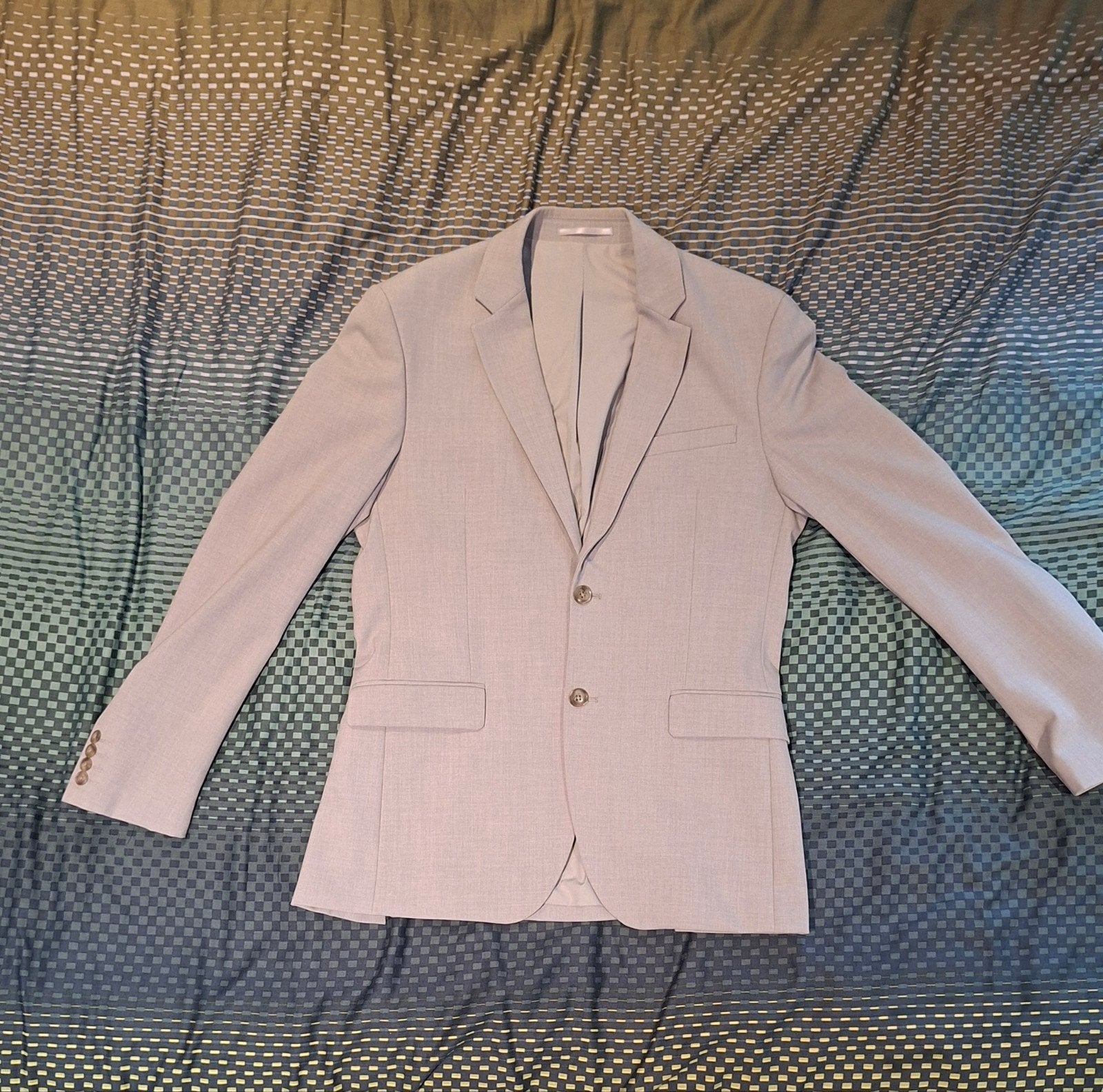 WE Slimfit Pak Lichtgrijs + Olymp Blouse, WE, Ophalen of Verzenden, Zo goed als nieuw, Grijs