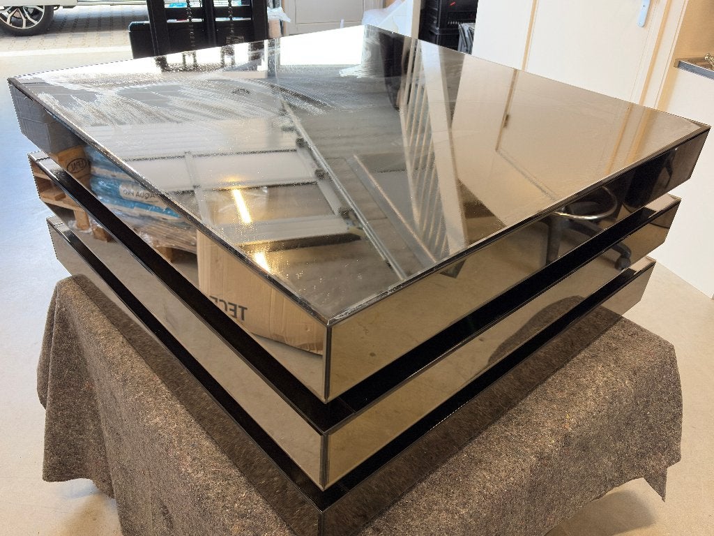 Luxe spiegelglas bijzettafels, Ophalen, Vierkant, 75 cm of meer, 60 cm of meer