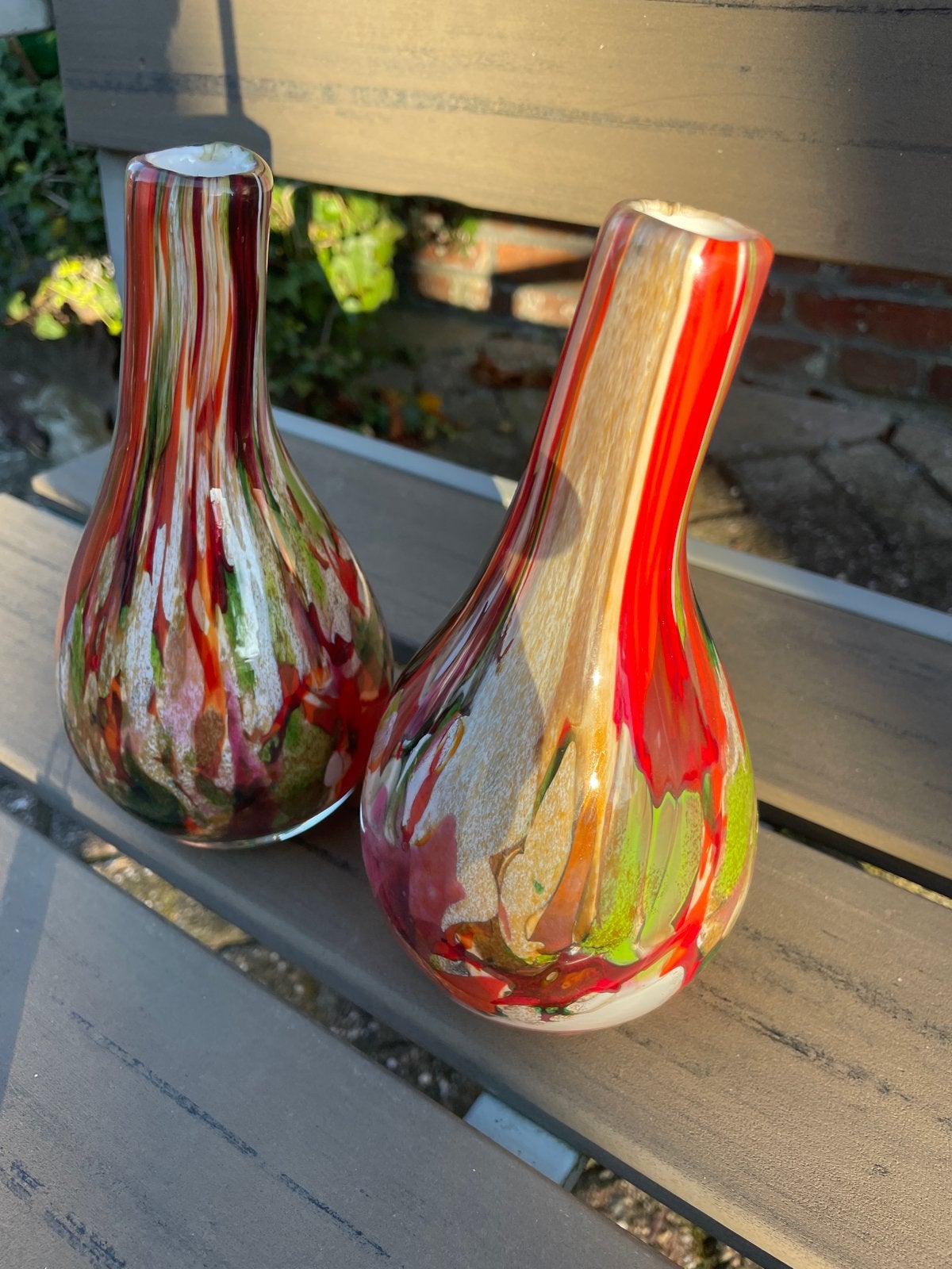 Set van 2 Fidrio Holland glazen vazen, gemengde kleuren, Ophalen