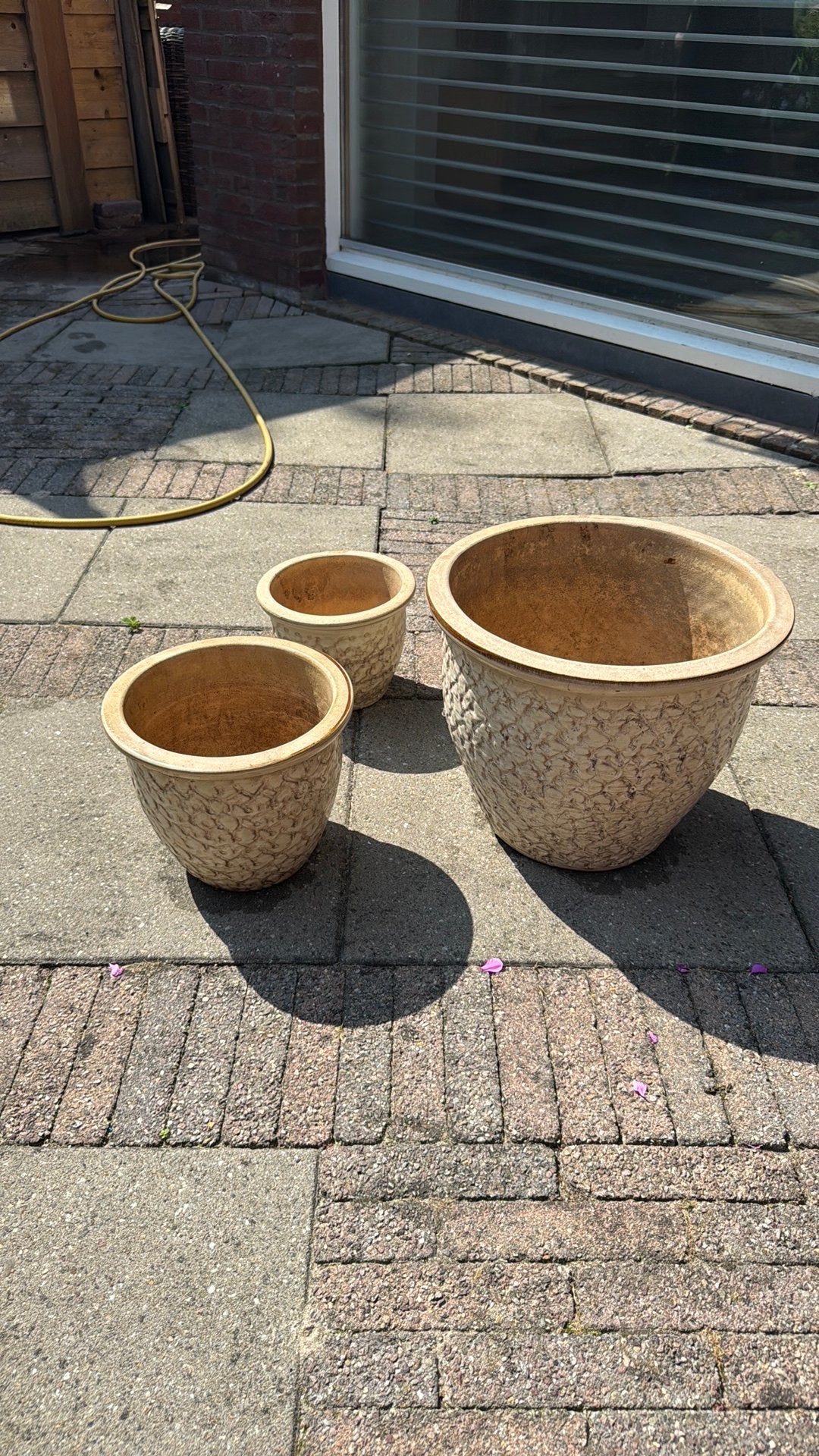 Aardenwerk geglazuurde potten 3 maten, Tuin en Terras, Ophalen, Steen, Minder dan 30 cm, Rond