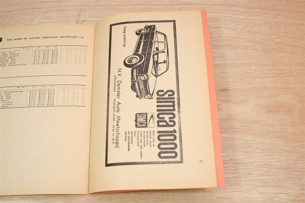 Dienstregeling 31 Mei 1970 — Damster Auto Maatschappij, Ophalen of Verzenden, Gelezen