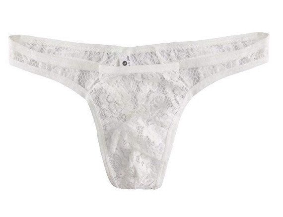 Witte kanten doorzichtige heren slip, Verzenden, Wit, Slip