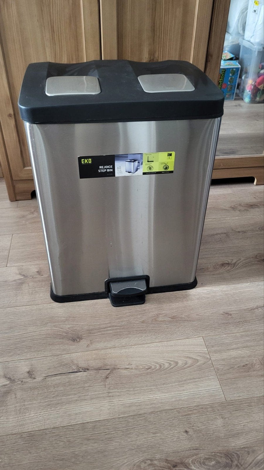 EKO Rejoice Step Bin 60 liter - RVS pedaalemmer, Ophalen, Gebruikt, Met pedaal, 40 liter of meer