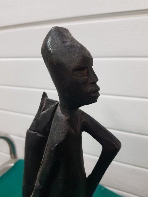 beeld afrikaans man met vis, Ophalen of Verzenden