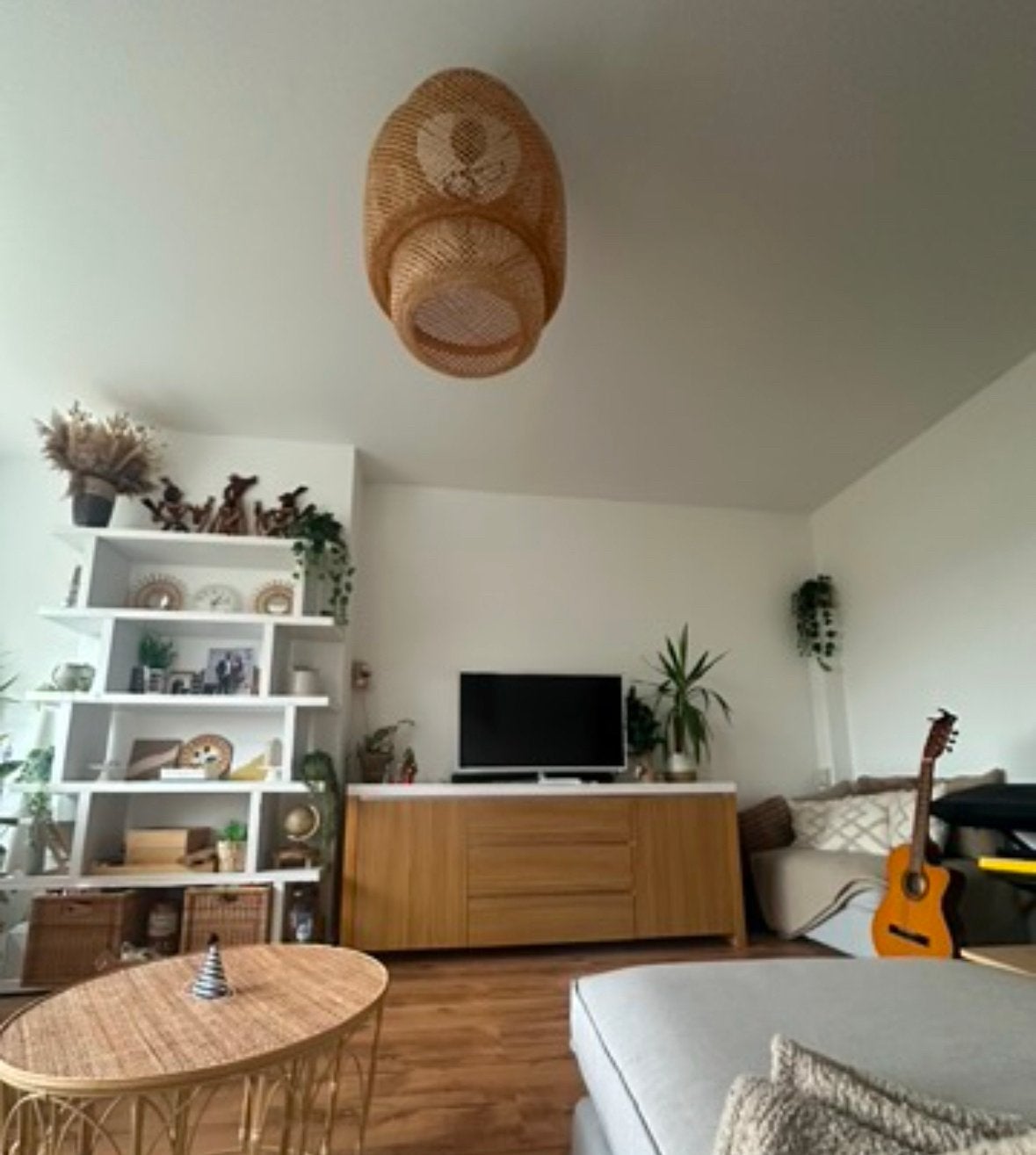 IKEA Sinnerlig hanglamp, bamboe, 50 cm, Ophalen, Zo goed als nieuw, Natuurlijk materiaal