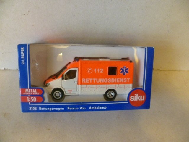 Siku 2108 Mercedes 112 Rettungsdienst Ambulance 1:50 auto, Hobby en Vrije tijd, Ophalen of Verzenden, Nieuw, Bus of Vrachtwagen