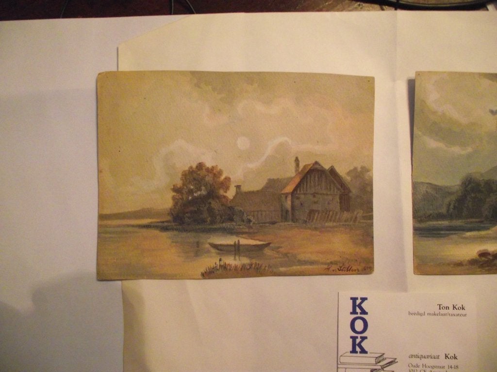 Mini-Aquarell van H.van Stetten 1884, Antiek en Kunst, Ophalen of Verzenden, Overige onderwerpen
