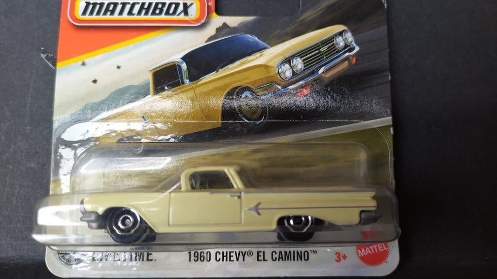Chevrolet El Camino 1960 Yellow 1:64 3inch Matchbox Pol, Auto, Verzenden, Nieuw, Matchbox@mattel.com