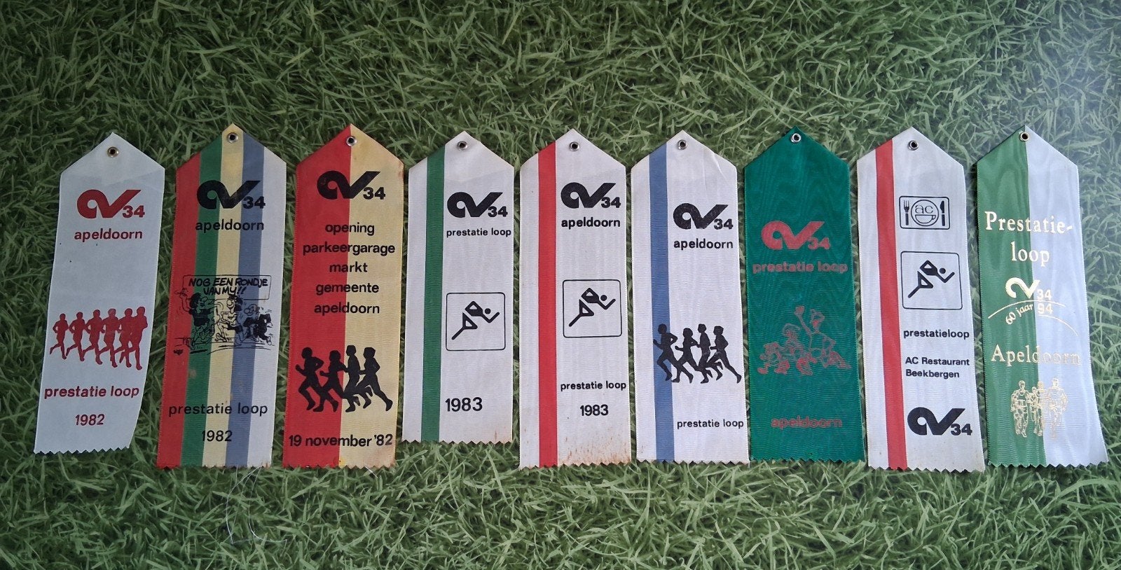 9x vaantje AV'34 Apeldoorn prestatieloop jaren '80 en '90, Overige merken, Gebruikt, Overige typen, Ophalen of Verzenden