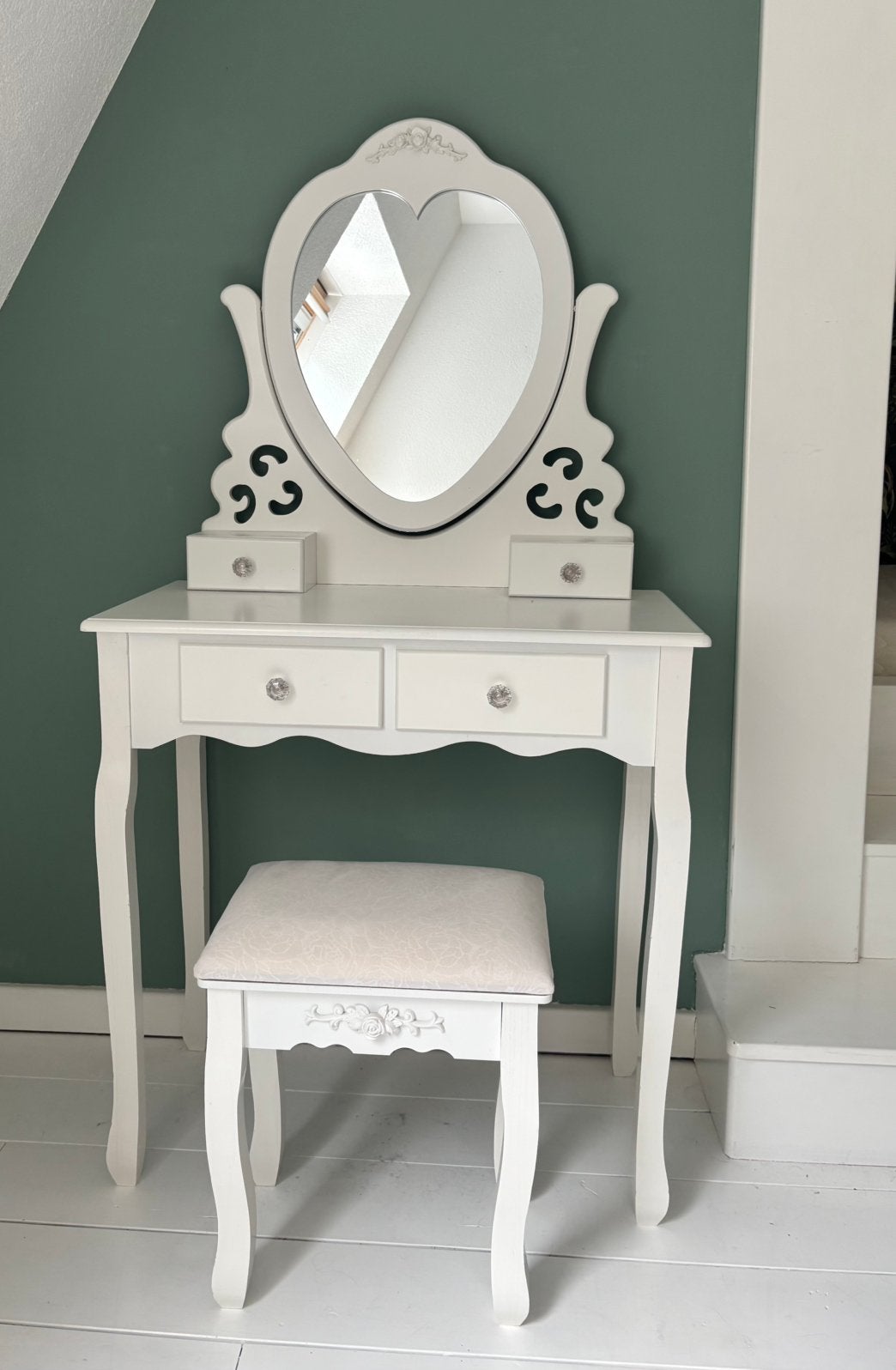 Witte kaptafel met spiegel, Ophalen, Zo goed als nieuw, 50 tot 100 cm, Minder dan 100 cm