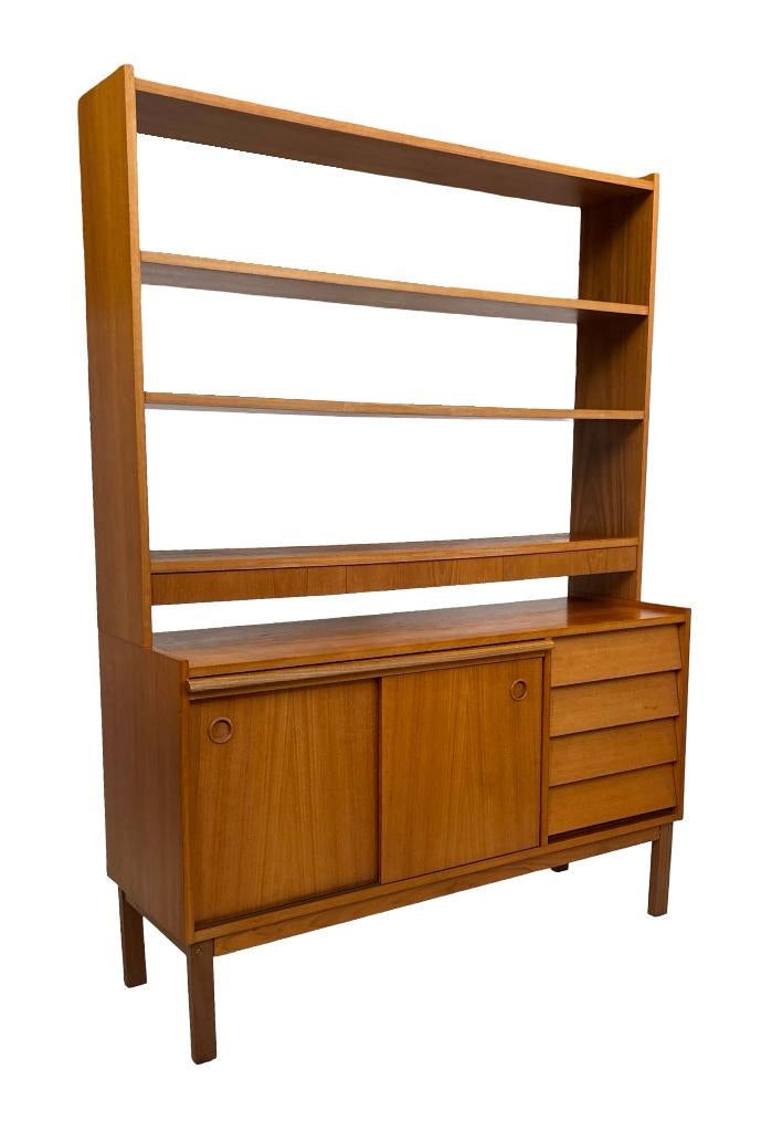 Vintage Wandmeubel Boekenkast Teak Zweeds Design, Gebruikt, Met deur(en), Vintage, Vintage