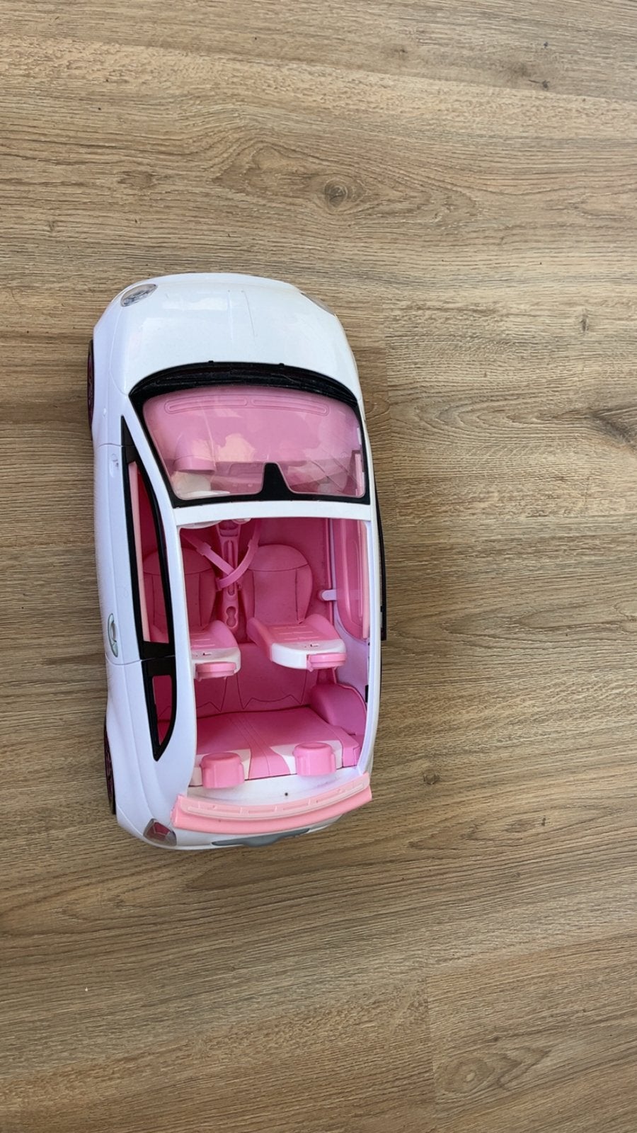 Barbie Fiat 500 Cabrio Speelgoedauto - Wit/Roze, Ophalen of Verzenden, Gebruikt