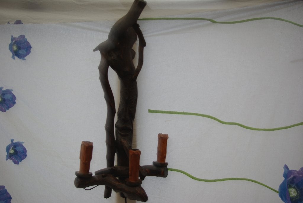Boomstamlamp / Lamp hout, Huis en Inrichting, Lampen | Tafellampen, Minder dan 50 cm, Hout, Ophalen of Verzenden