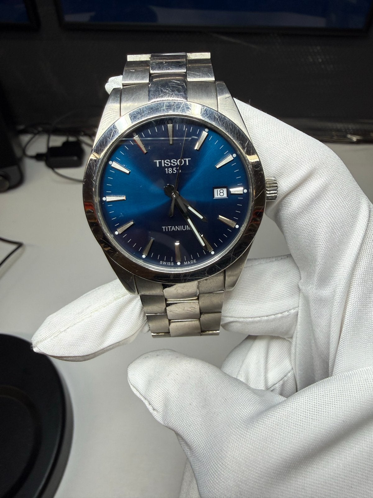 Tissot Gentleman 40MM Titanium Horloge - Blauwe Wijzerplaat, Sieraden, Tassen en Uiterlijk, Horloges | Heren, Overige merken, Polshorloge
