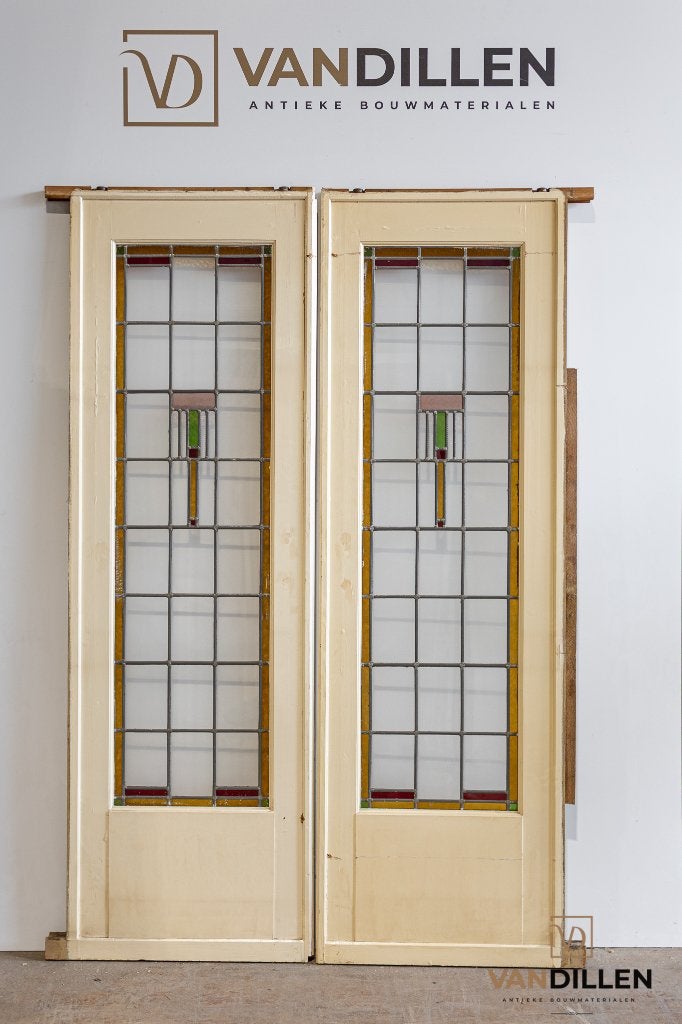 Oude ensuite kamer deuren glas in lood art deco gaaf!