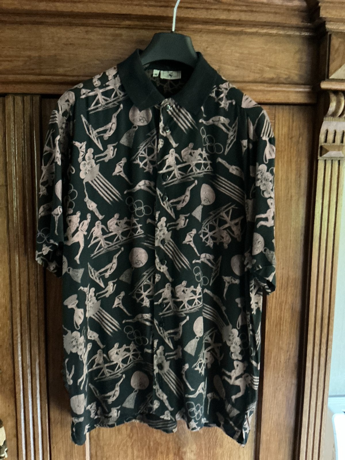 Vintage Ciao  Shirt - Zwart met Olympische print, Kleding | Heren, Ophalen of Verzenden, Gedragen, Maat 48/50 (M), Zwart