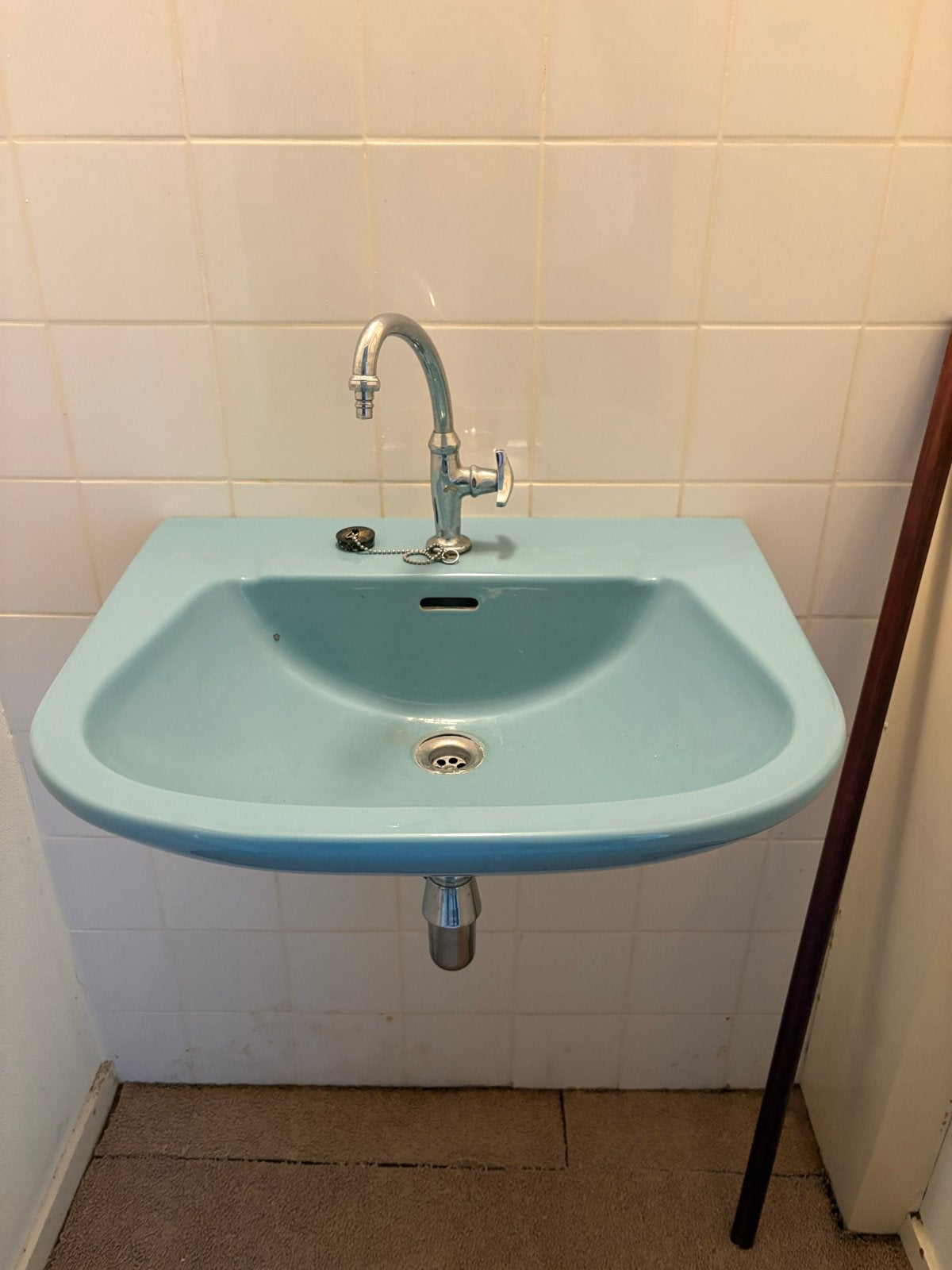 Vintage retro wastafel met kraan jaren ‘70, Ophalen, Gebruikt, Chroom, Wastafel
