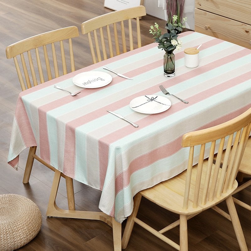Rechthoekig Roze Wit Gestreept Tafelkleed Tafellaken Kleed, Verzenden, Nieuw, Rechthoek