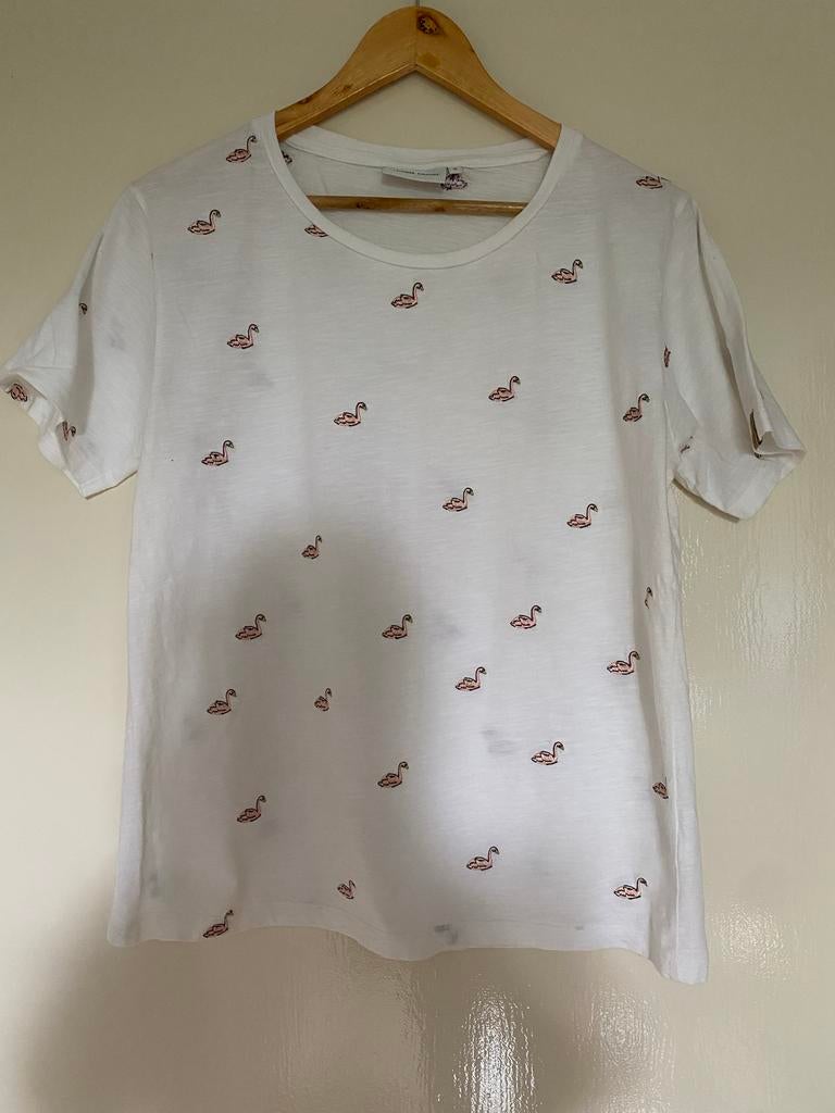 Fabienne Chapot shirt met zwaantjes - Maat M, Maat 38/40 (M), Wit, Ophalen of Verzenden, Korte mouw